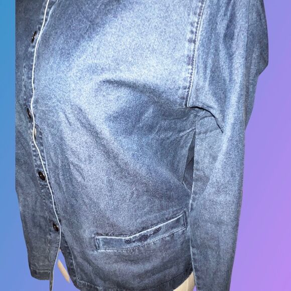 NWT 80s Vintage Cherokee Embroidered Denim Button Up Shirt Size Large B1 - Picture 5 of 9